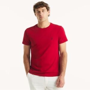 Nautica Mens Crewneck Deck T-Shirt Performance Tee Red Size XL NWT‎